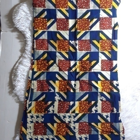 Hounds Tooth Block Print V-Neck Kente Dress - Picture 7 of 8
